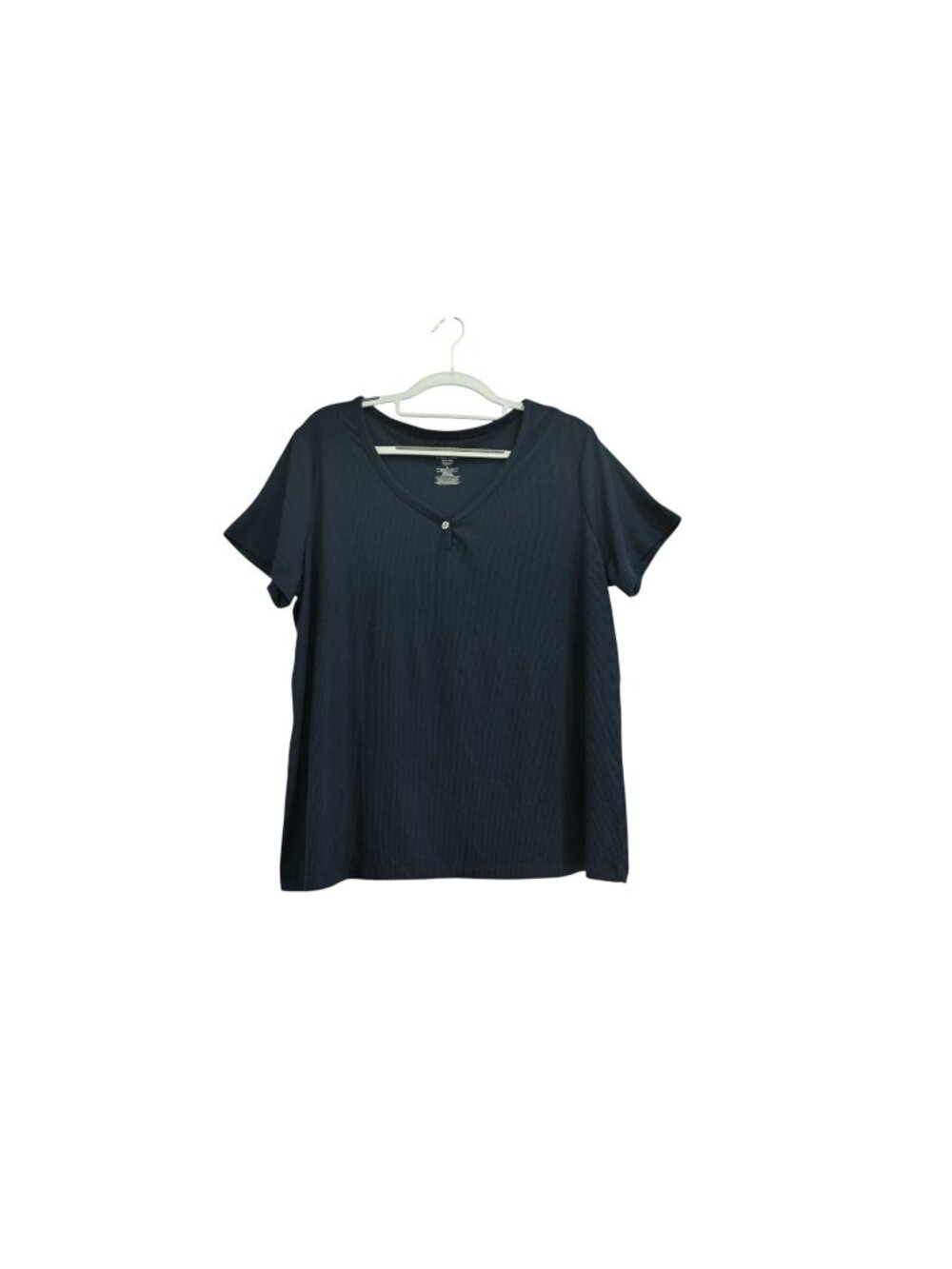 Roudelain Short Sleeve V Neck Sleep Lounge Shirt Sz L Navy Pajama Top Soft Comfy